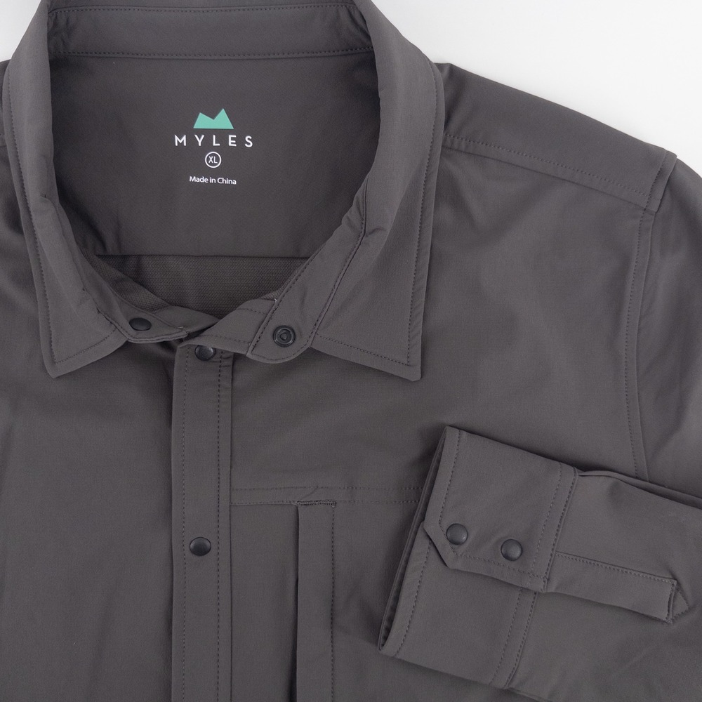 Myles Apparel Mens XL Everyday Overshirt Snap Shirt Gray Technical Stretch Heavy